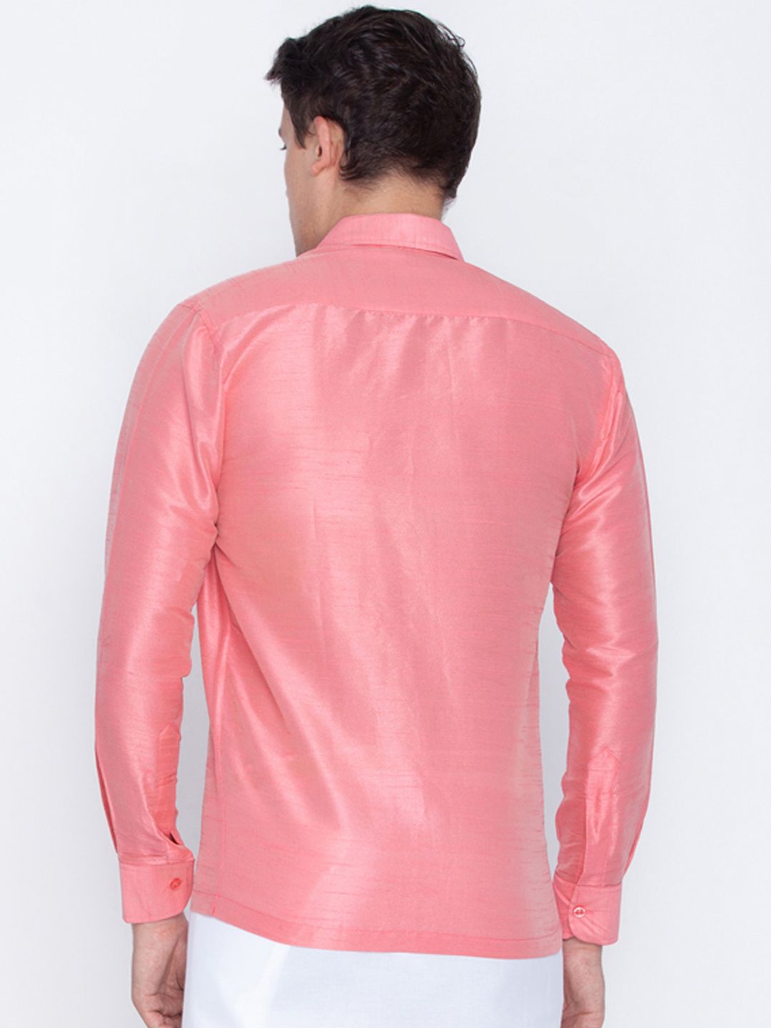 VASTRAMAY Men Pink Standard Regular Fit Solid Casual Shirt