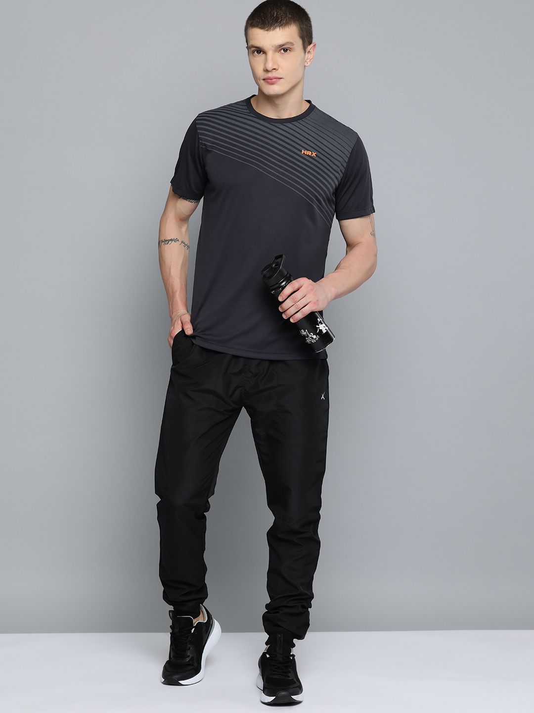 HRX by Hrithik Roshan Striped Rapid-Dry Training T-shirt