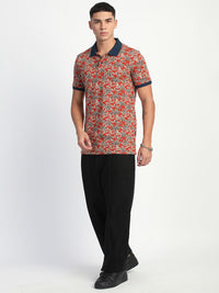 THE BEAR HOUSE Men Tropical Printed Slim Fit Polo T-shirt