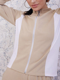 Athena Colourblocked High-Neck Sweatshirt With Straight Trouser Tracksuits