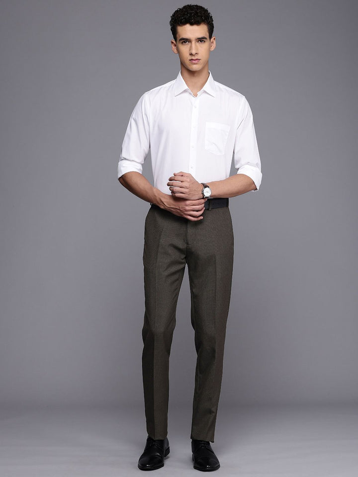 Raymond Men Self Design Textured Slim Fit Formal Trousers