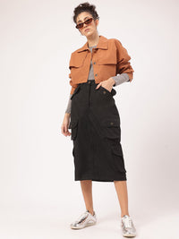DressBerry Grunge Utility Straight Cargo Midi Skirt