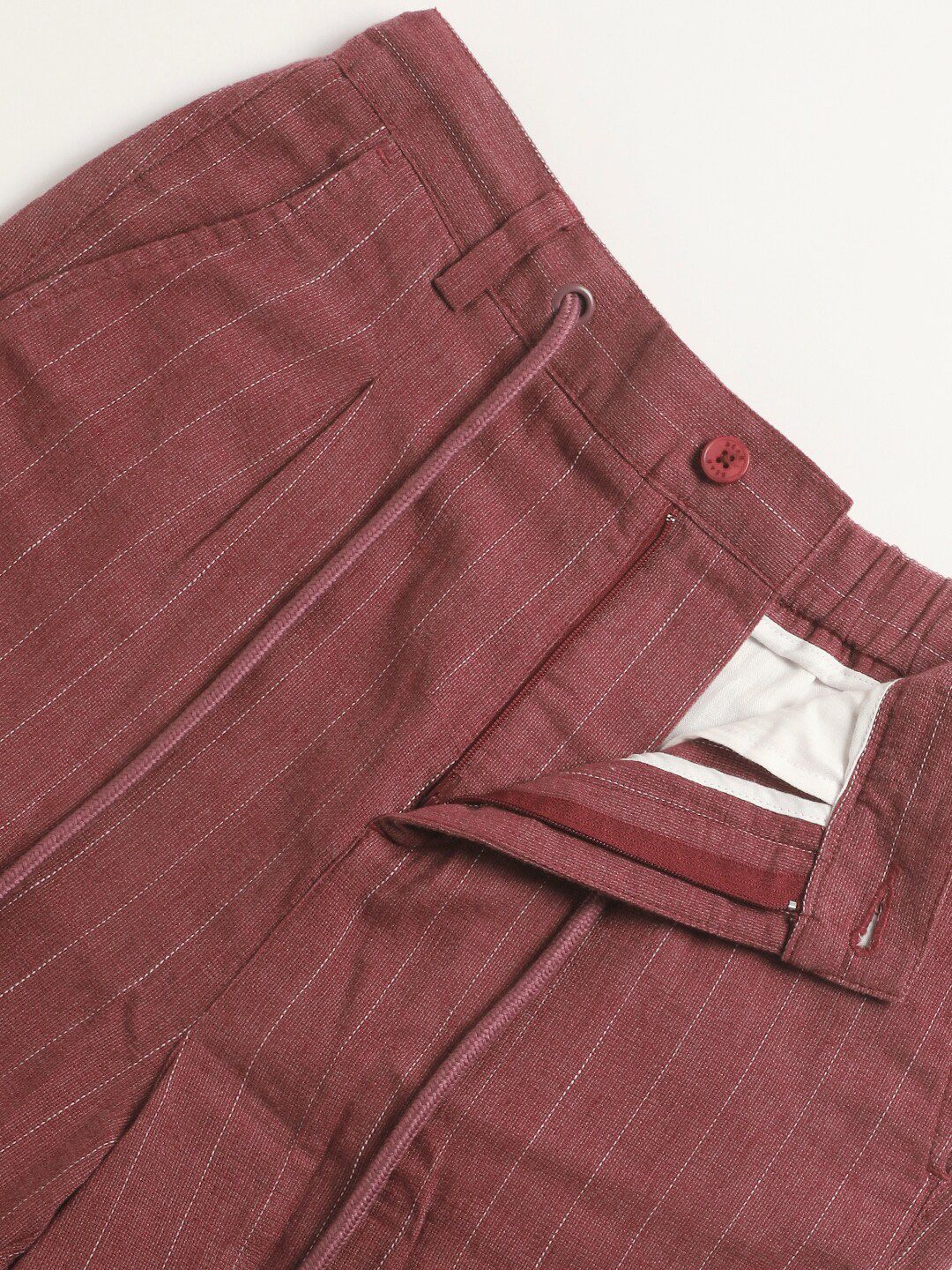 THE BEAR HOUSE Men Striped Tapered Fit Pleated Mid-Rise Trousers