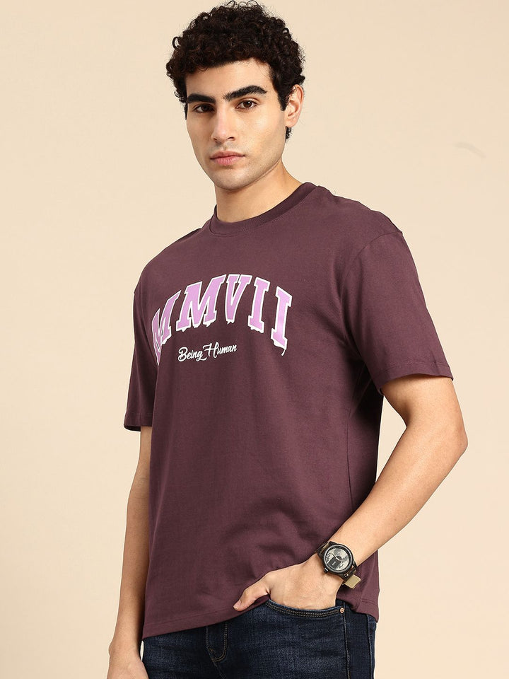 Being Human Typography Printed Drop-Shoulder Sleeves Pure Cotton T-shirt