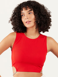 Athena Round Neck Sleeveless Cut-Out Tank Crop Top