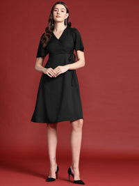 all about you Short Sleeves Wrap Dress