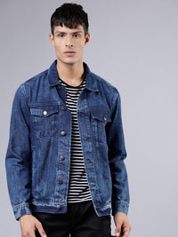 HIGHLANDER Men Blue Solid Denim Jacket