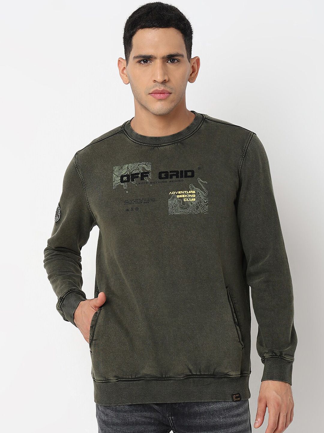 SPYKAR Typography Printed Pullover Sweatshirt