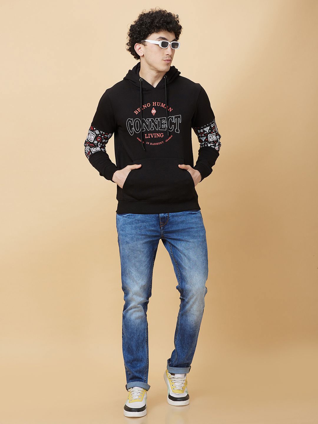 Being Human Printed Hooded Sweatshirt