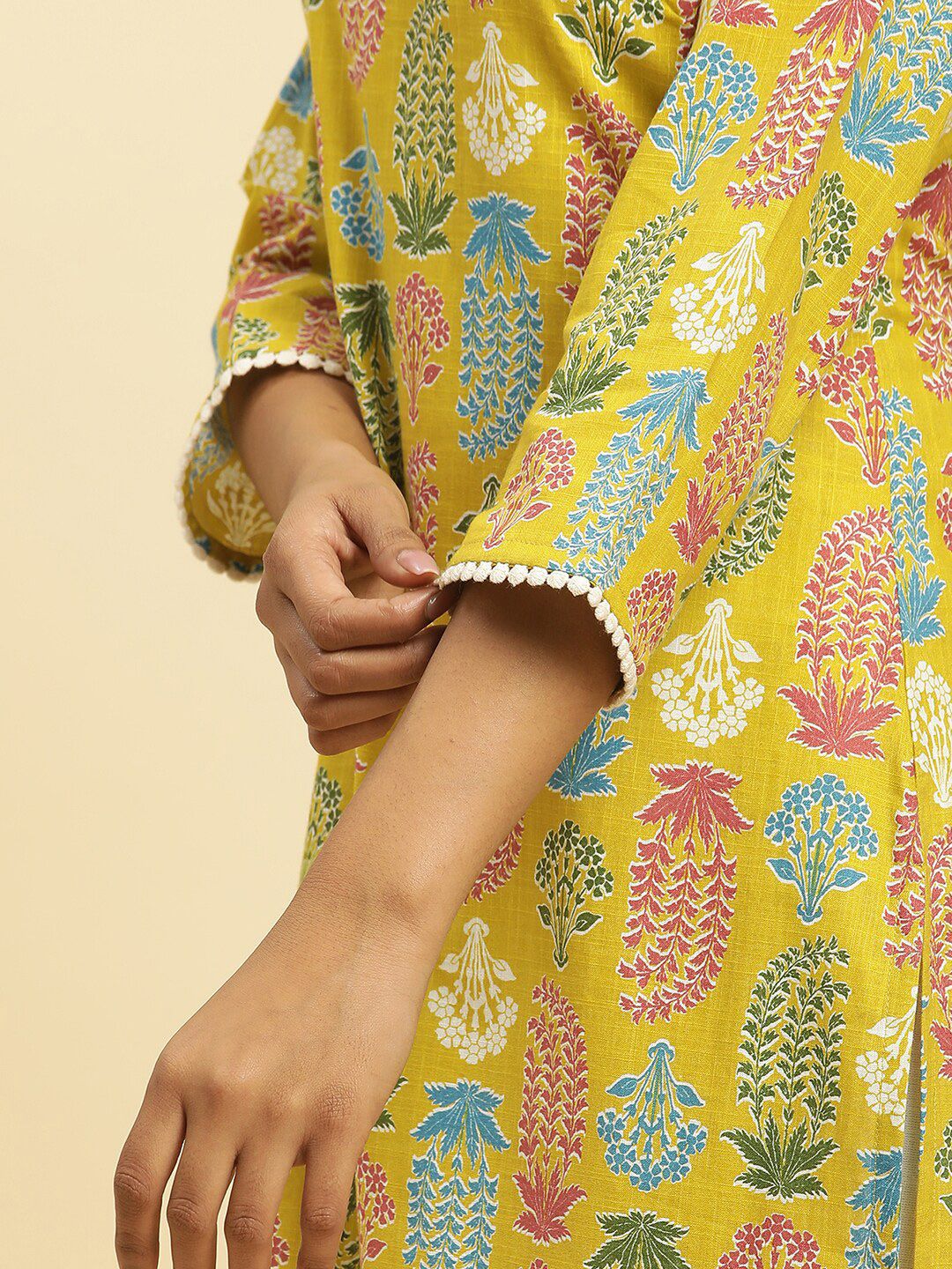 W Floral Printed Cotton Kurta