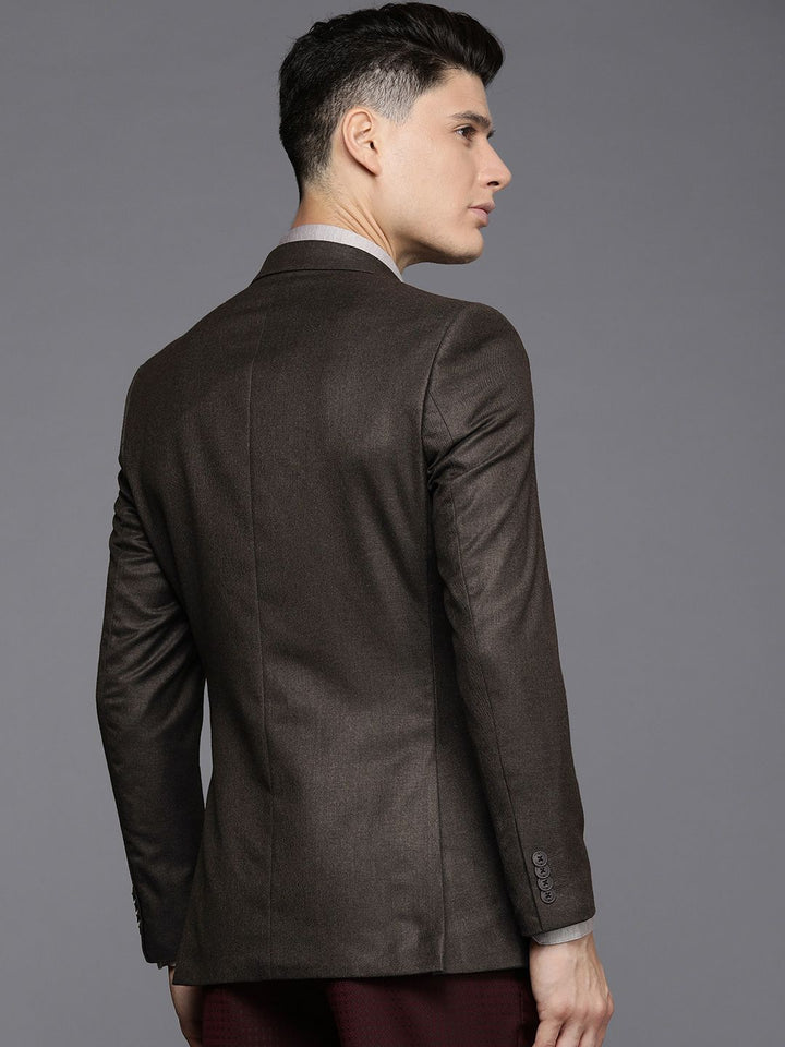 Raymond Men Brown Solid Slim Fit Single Breasted Formal Blazer