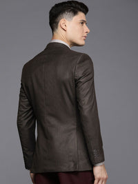 Raymond Men Brown Solid Slim Fit Single Breasted Formal Blazer