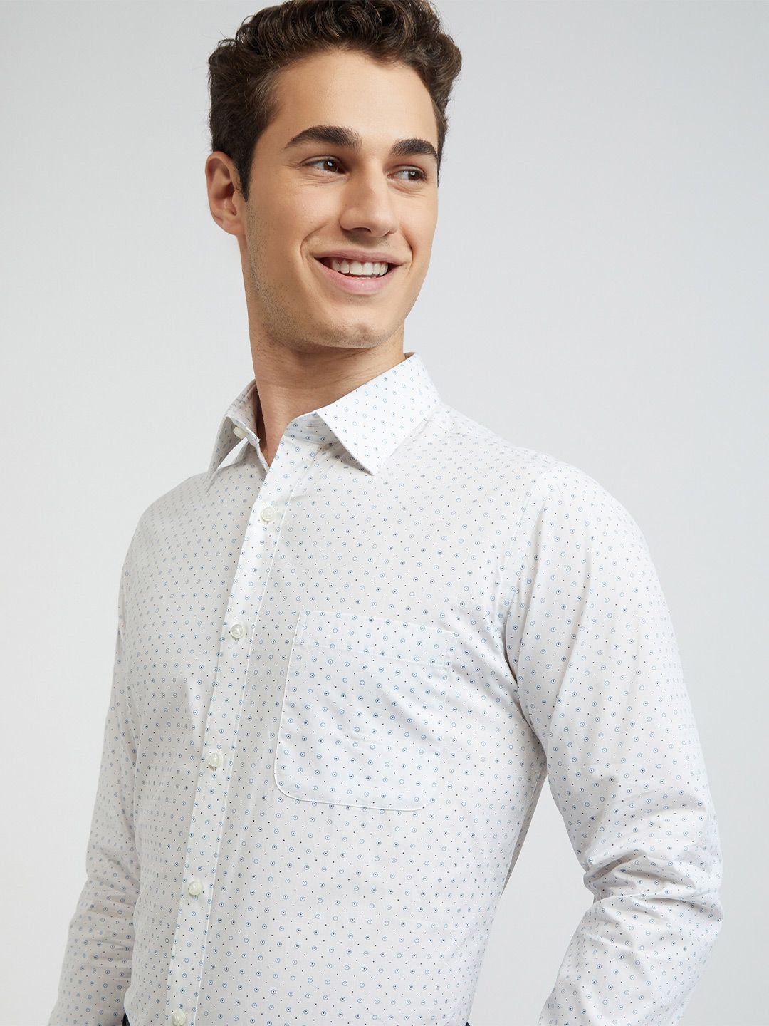 Raymond Men Slim Fit Pure Cotton Printed Formal Shirt