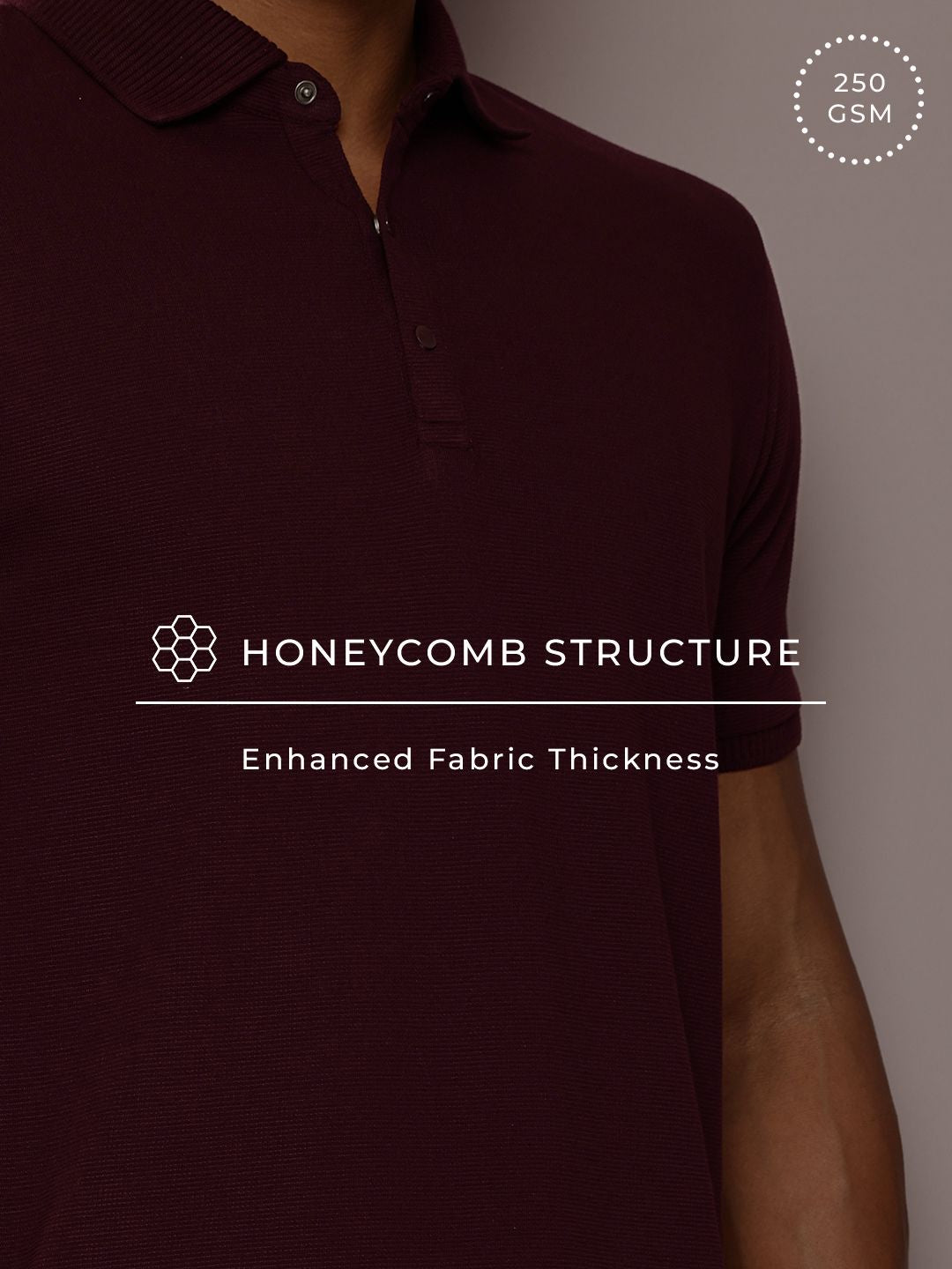 DILLINGER Men Polo Collar Honeycomb Structure T-shirt