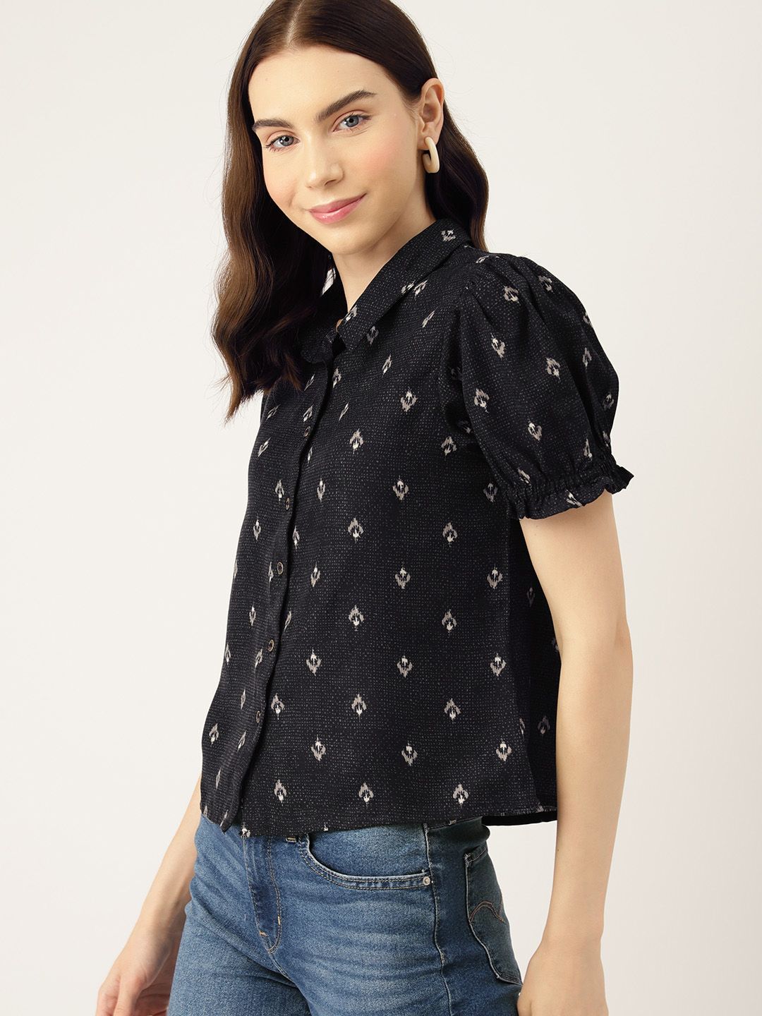 DressBerry Ikat Print Shirt Style Top