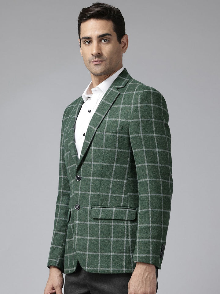 Park Avenue Checked Single-Breasted Slim Fit Formal Blazer