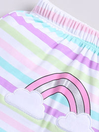 Moms Love Infant Girls Pure Cotton Printed Puffed Sleeves Top with Trousers