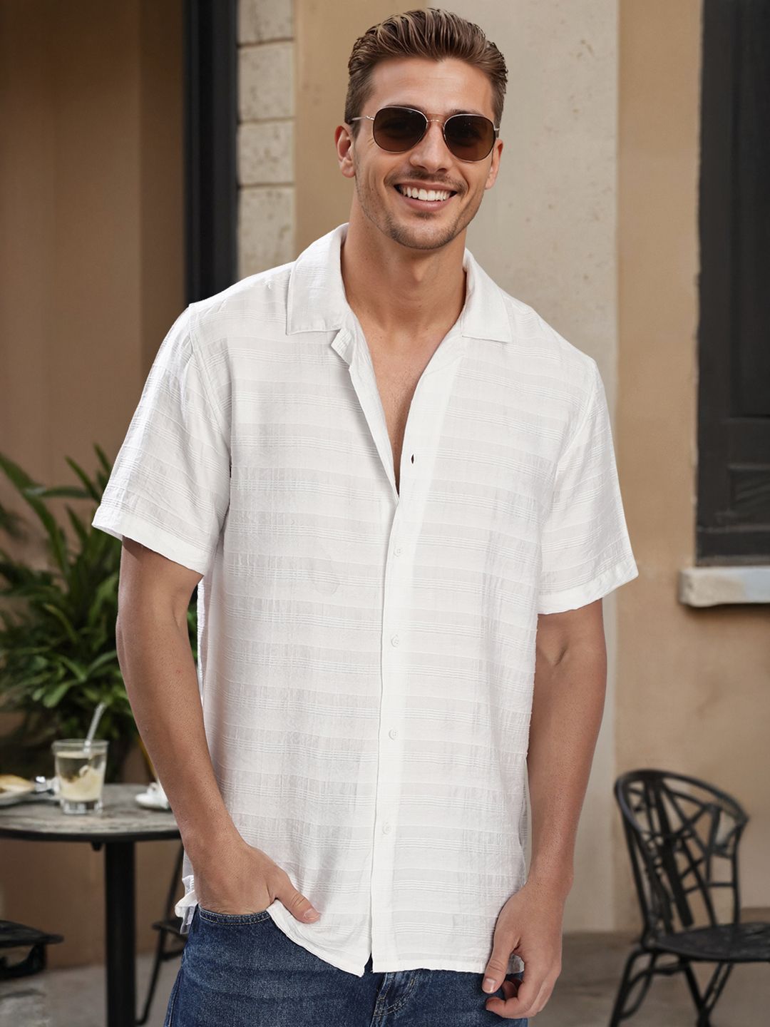 Bene Kleed Men Regular Fit Textured Casual Shirt