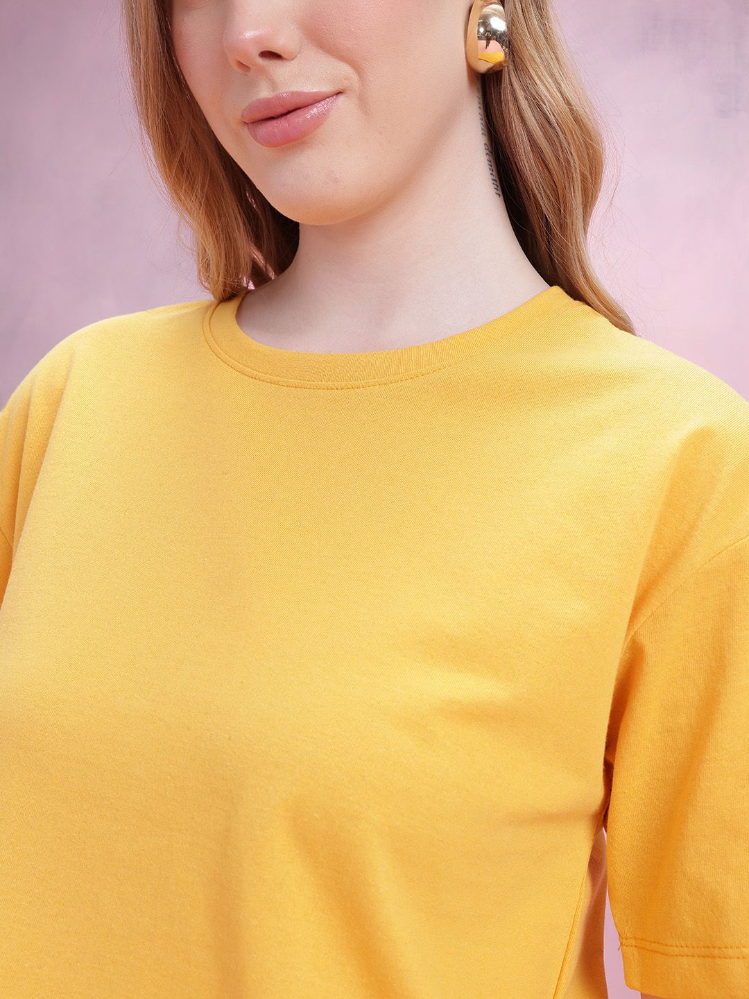 DressBerry Drop-Shoulder Sleeves Relaxed Fit T-shirt