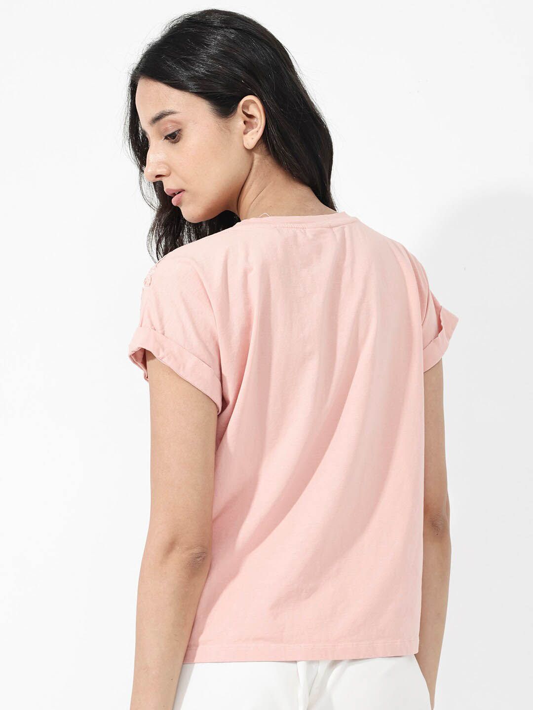 RAREISM Xinia Applique Extended Sleeves Cotton Casual T-shirt