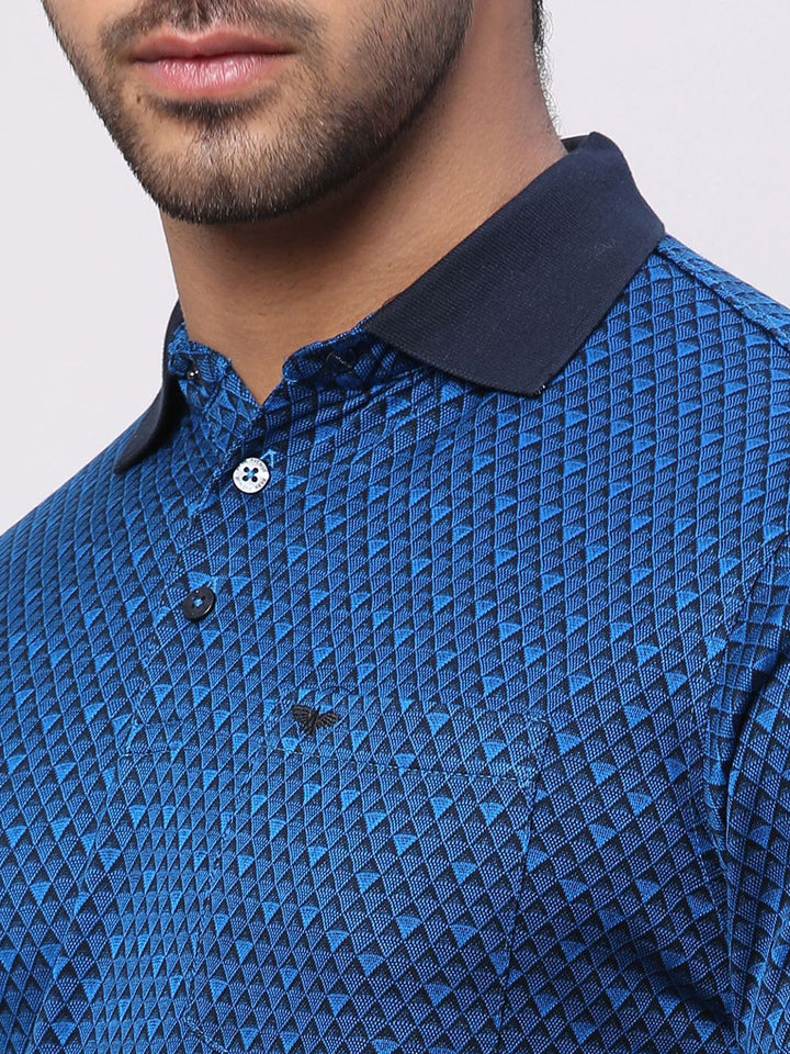 Park Avenue Men High Neck Pockets Slim Fit Pure Cotton T-shirt