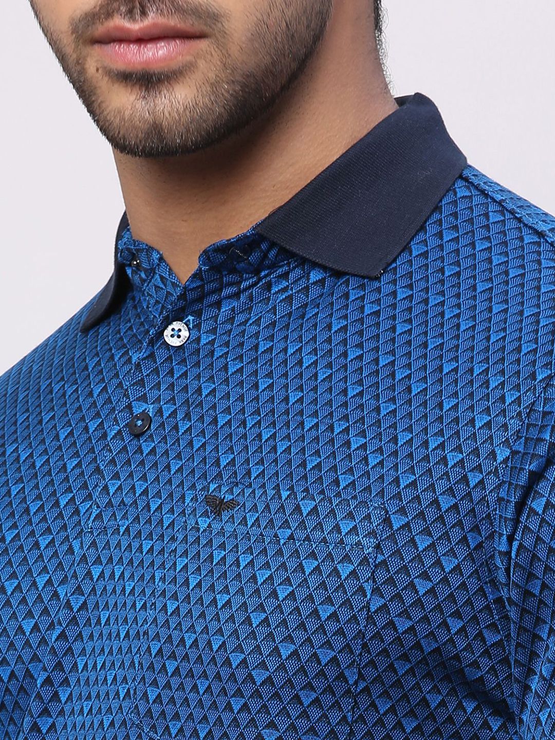 Park Avenue Men High Neck Pockets Slim Fit Pure Cotton T-shirt