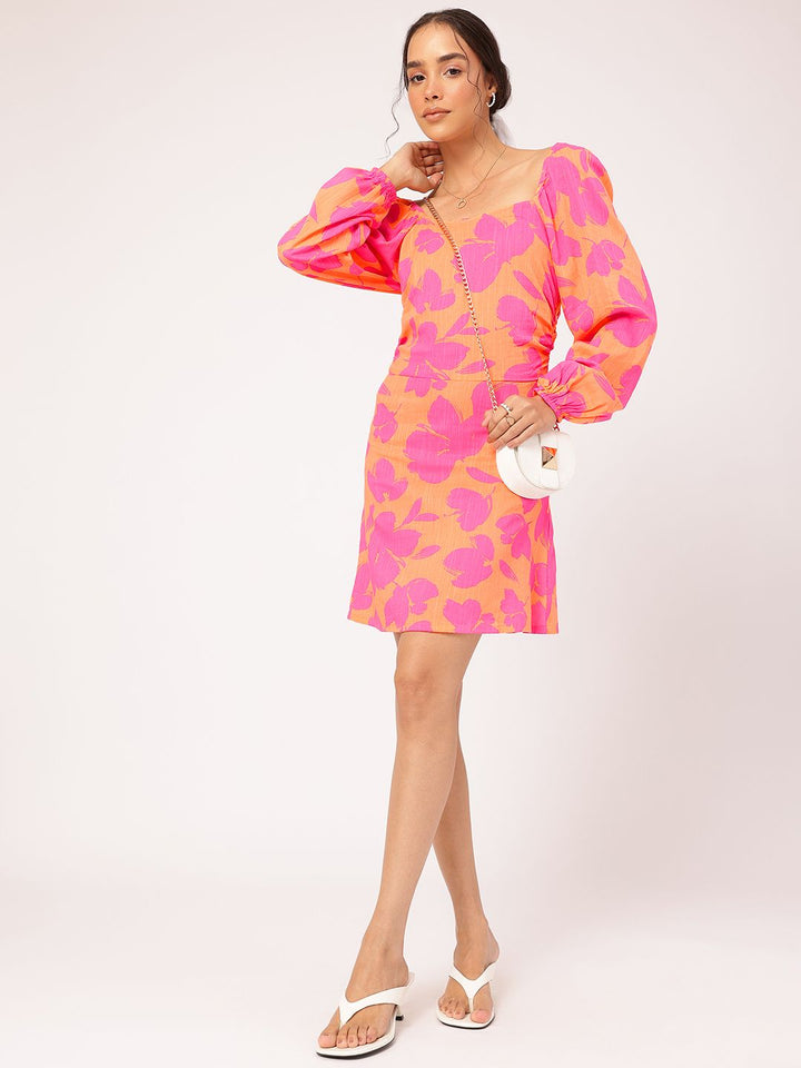 DressBerry Sweet Florals Ruched A-Line Mini Sundress