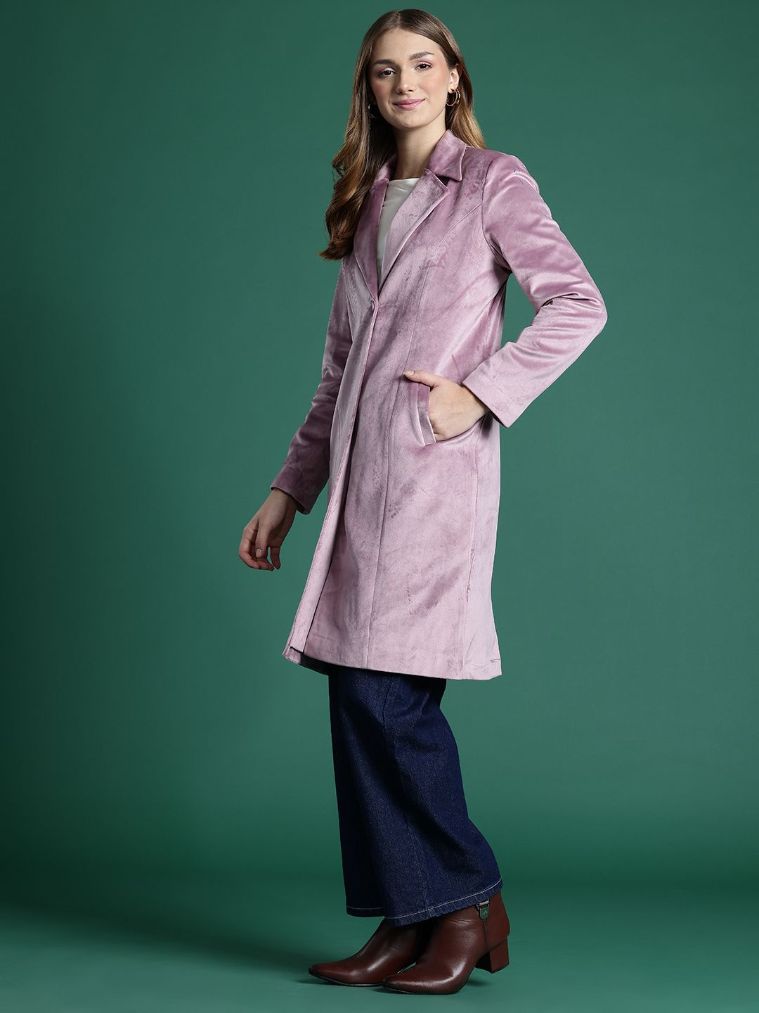 DressBerry Notched Lapel Collar Overcoat