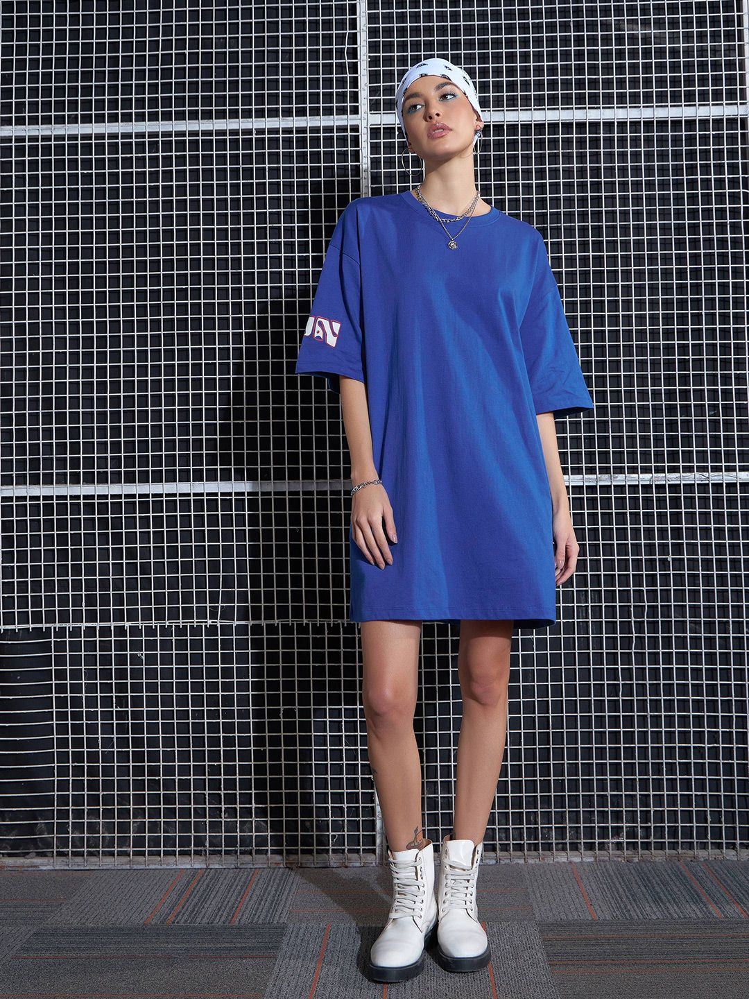 SASSAFRAS Graphic Printed Oversized Pure Cotton T-Shirt Dress