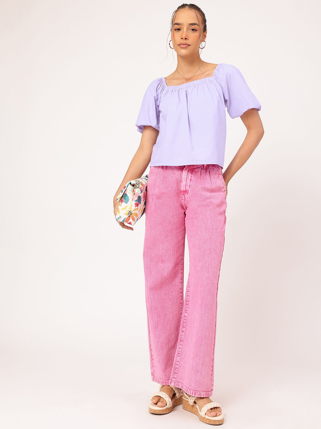 DressBerry Soft Girl Puff Sleeves A-Line Top