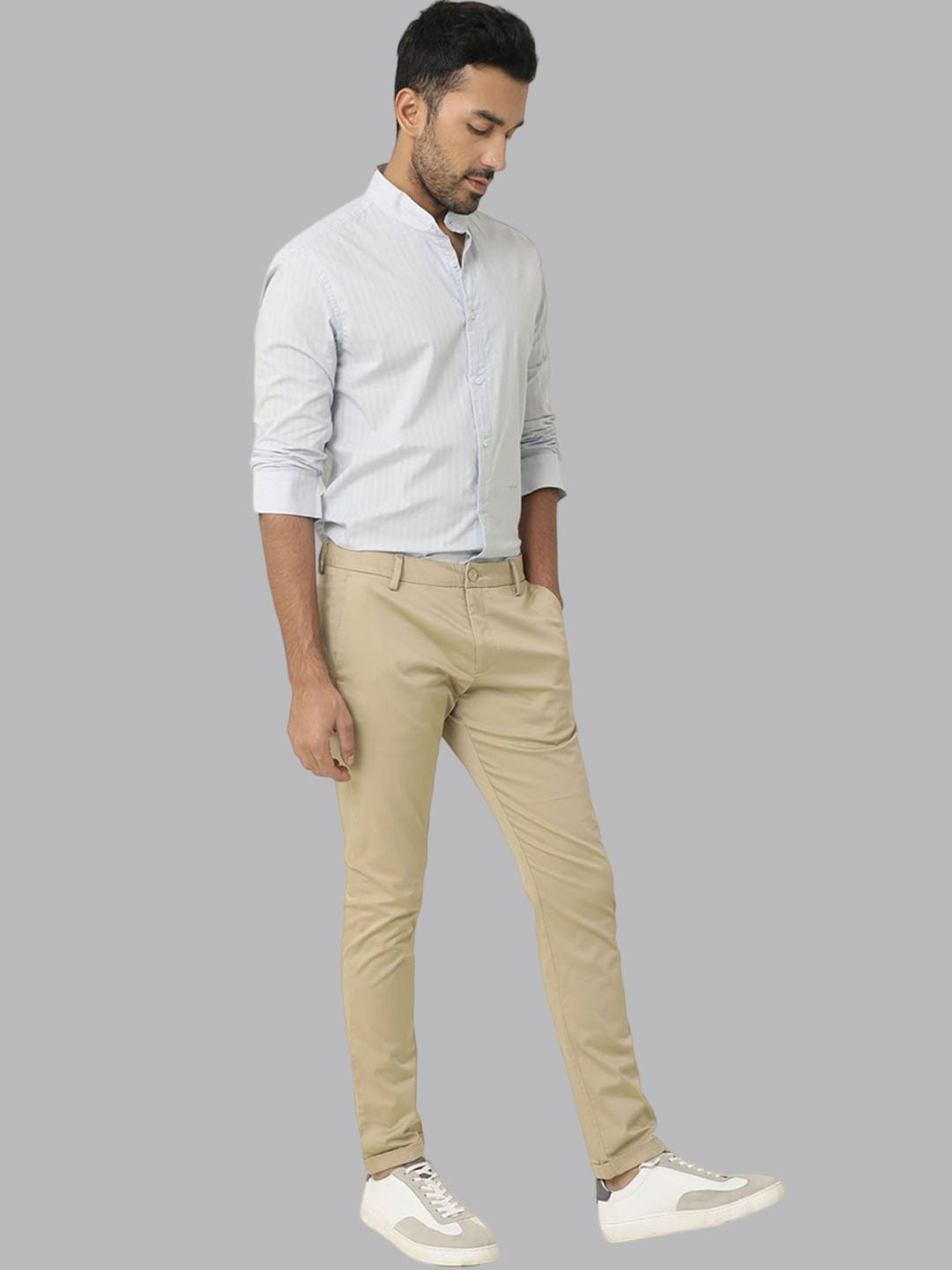 RARE RABBIT Shines Slim Fit Mid-Rise Cotton Chino Trouser