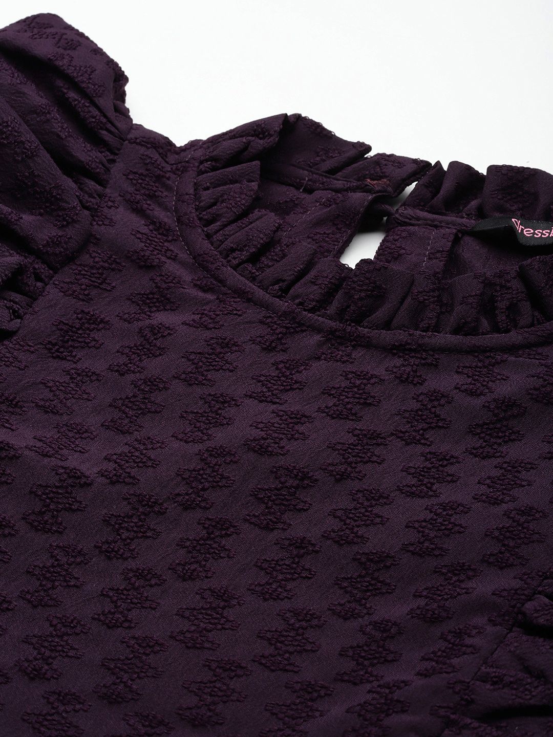 DressBerry Self-Design Ruffled Blouson Top