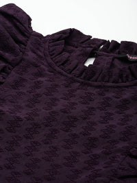 DressBerry Self-Design Ruffled Blouson Top