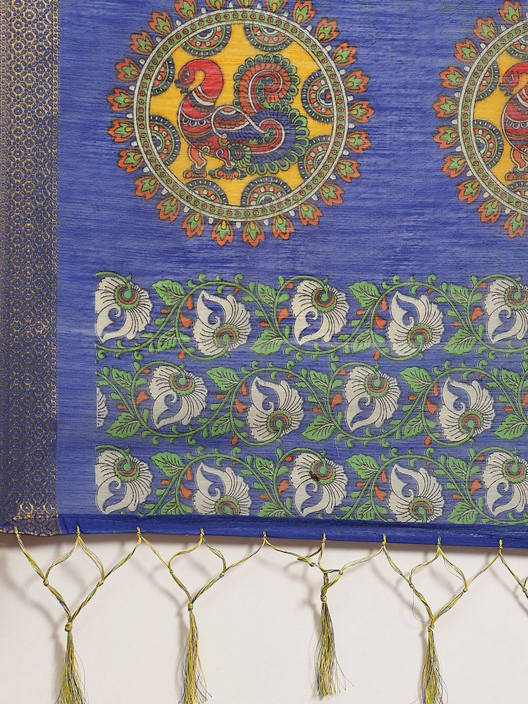 Saree mall Yellow & Blue Floral Sarees