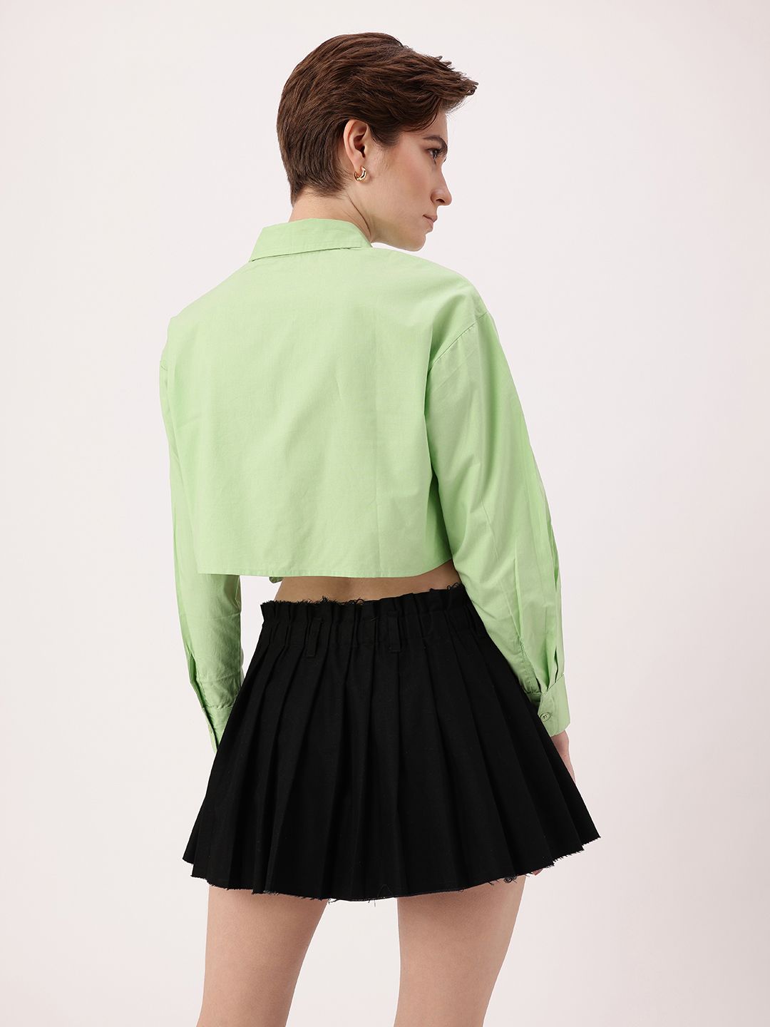 DressBerry Cool Matcha Big Box Energy Power Pocket Crop Shirt