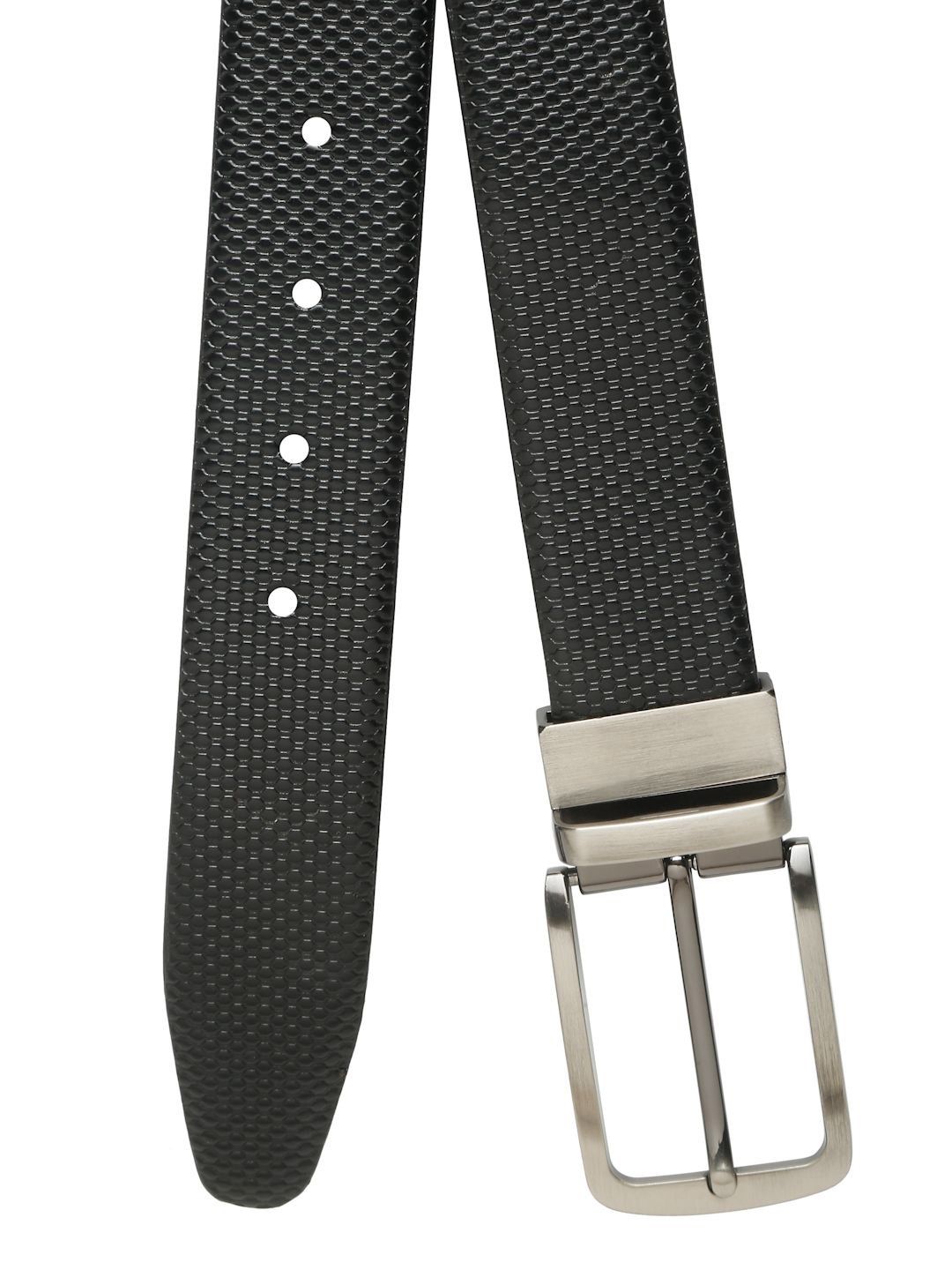Teakwood Leathers Men Textured Leather Reversible Formal Belt