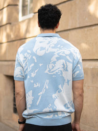 Powerlook Abstract Printed Polo Collar Pure Cotton T-shirt