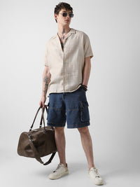 VASTRADO Men Classic Cuban Collar Solid Cotton Oversized Casual Shirt