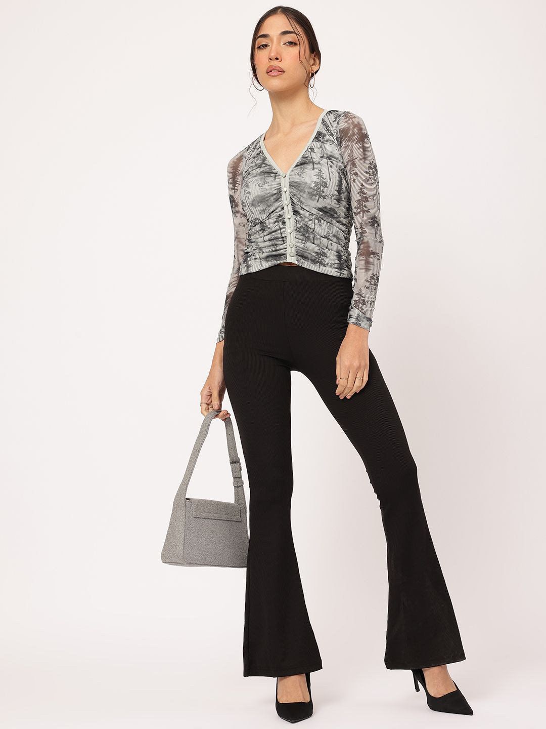 DressBerry Abstract Canvas Printed Ruched Top