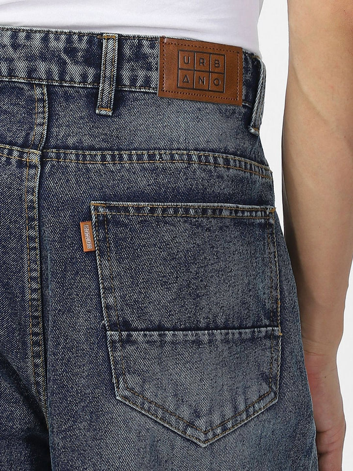Urbano Fashion Men Loose Relaxed Fit Heavy Fade Jeans