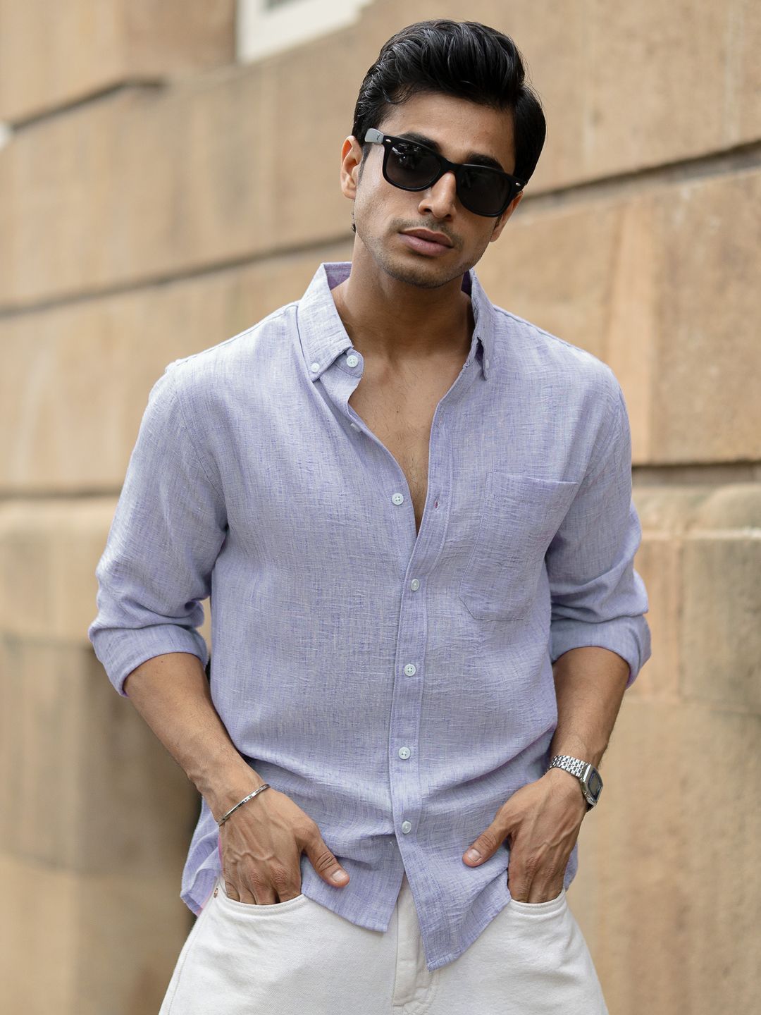 Powerlook Men Solid Spread Collar Casual Shirt