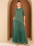Antheaa Embellished Round Neck Top & Palazzo Co-Ords