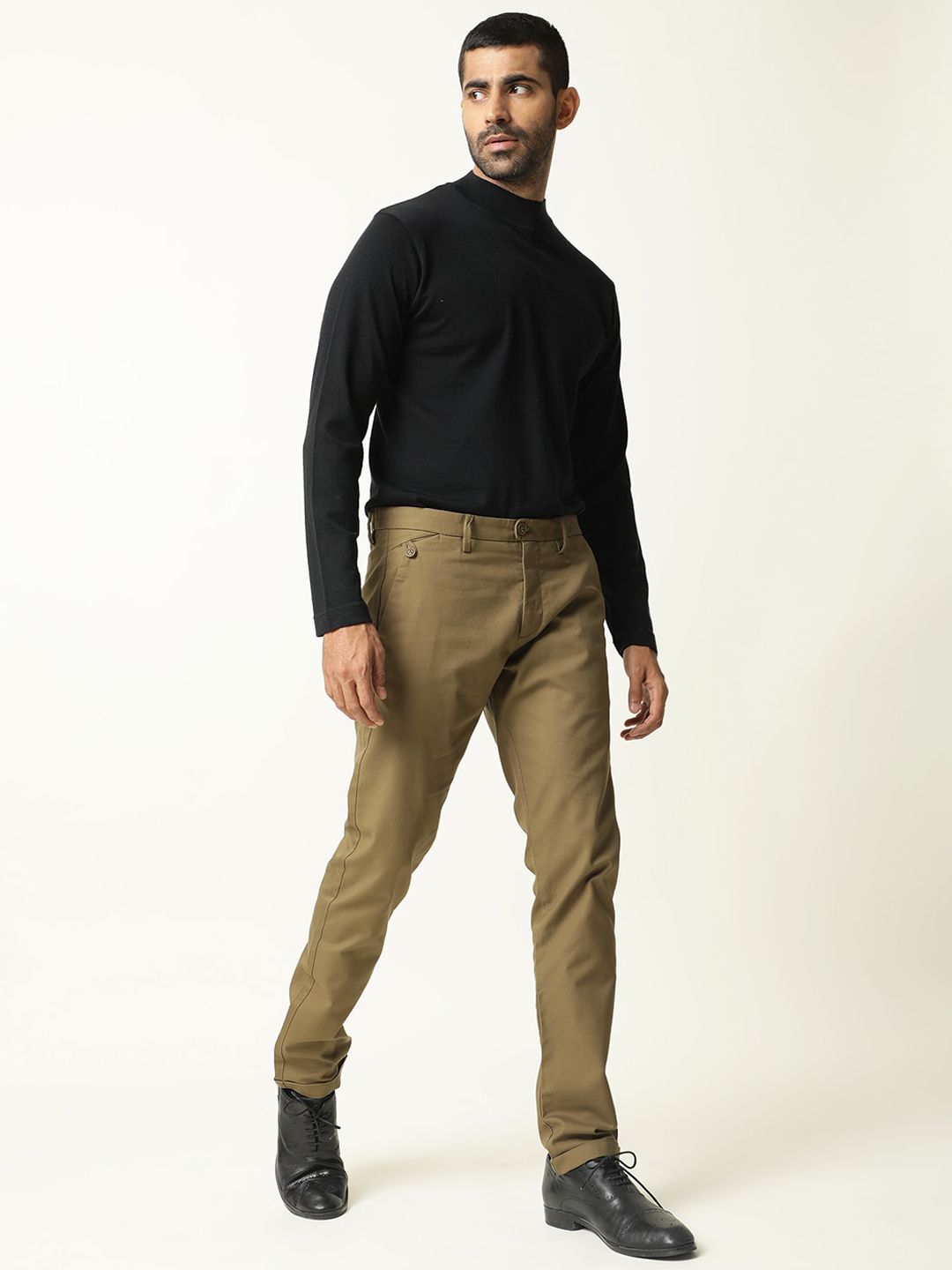 RARE RABBIT Men Jacob Mid-Rise Cotton Slim Fit Trouser