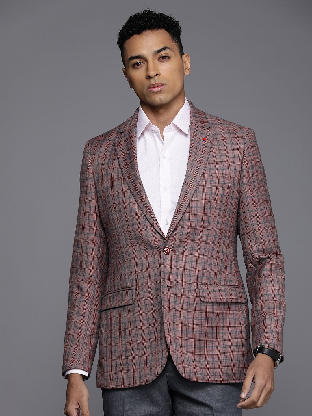 Raymond Men Contemporary Fit Checked Formal Blazer