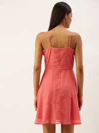 Berrylush Women Pink Self Design Fit and Flare Dress