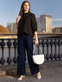 DressBerry Textured Puff Sleeve Empire Top