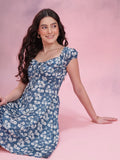 DressBerry Floral Print Smocked A-Line Dress