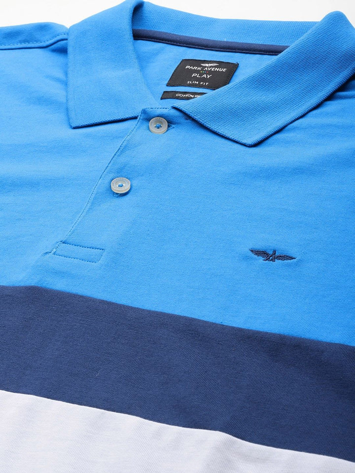 Park Avenue Colourblocked Polo Collar Slim Fit T-shirt