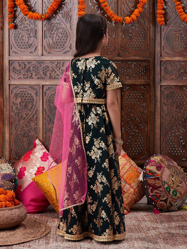 pspeaches Girls Foil Printed Ready to Wear Lehenga Choli With Dupatta