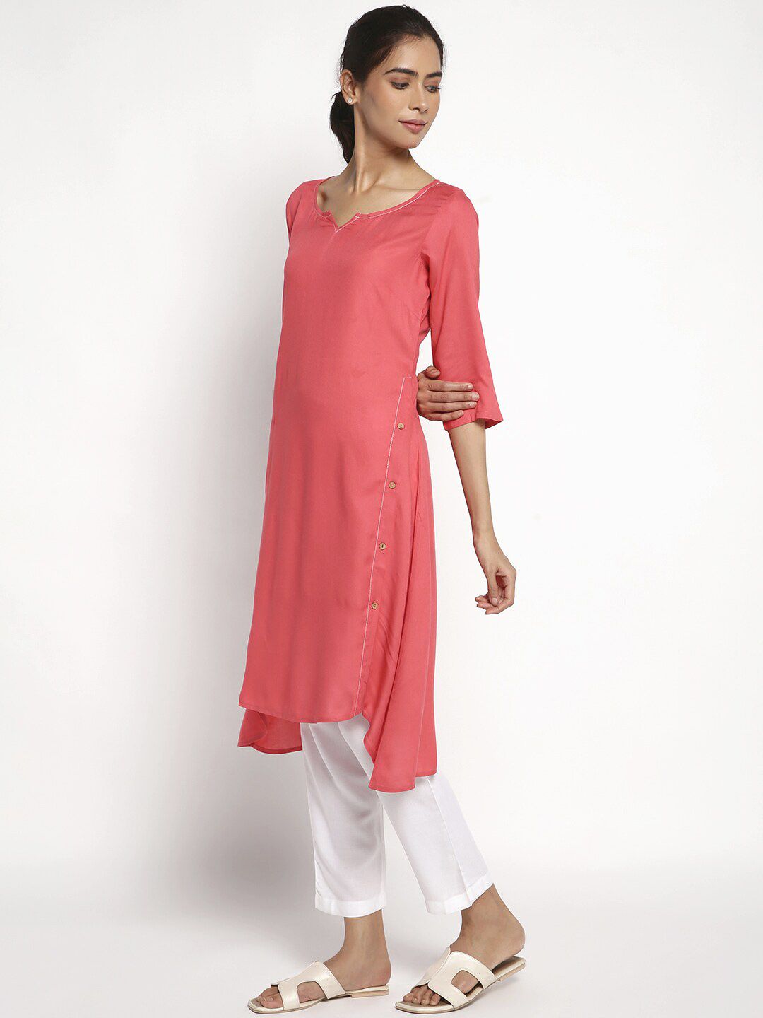 AURELIA Women Pink Kurta with Trousers